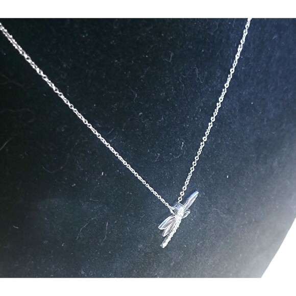 925 Sterling Silver Necklace 18" w fine Silver Dragonfly Pendant Cubic Zirconia - Picture 7 of 16